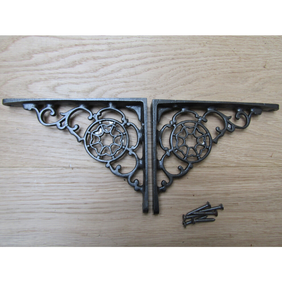 Pair Of Cobweb Shelf Brackets Antique Iron 5" By Ironmongery World 5057067002688