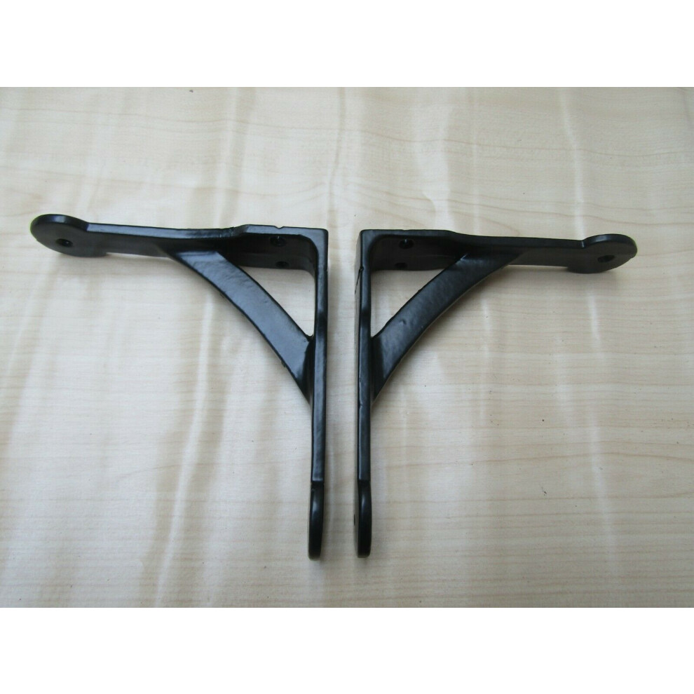 Pair Of Black Penny End Shelf Brackets 5" By Ironmongery World 5057067990480
