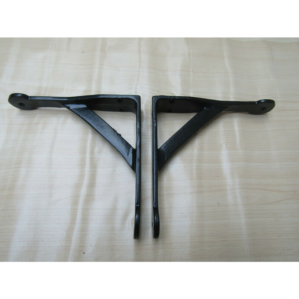 Pair Of Black Penny End Shelf Brackets 8" By Ironmongery World 5057067990503