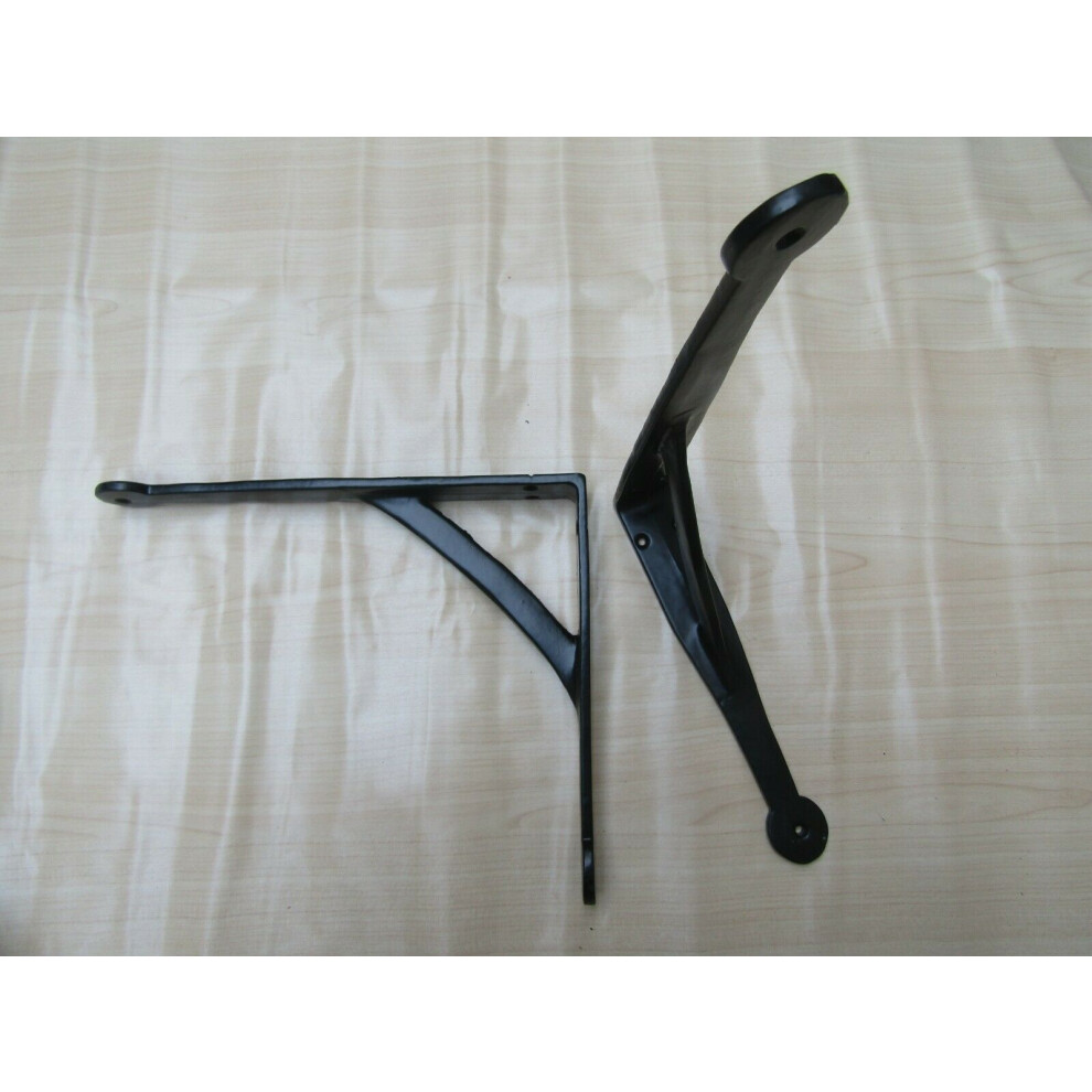 Pair Of Black Penny End Shelf Brackets 10" By Ironmongery World 5057067990510
