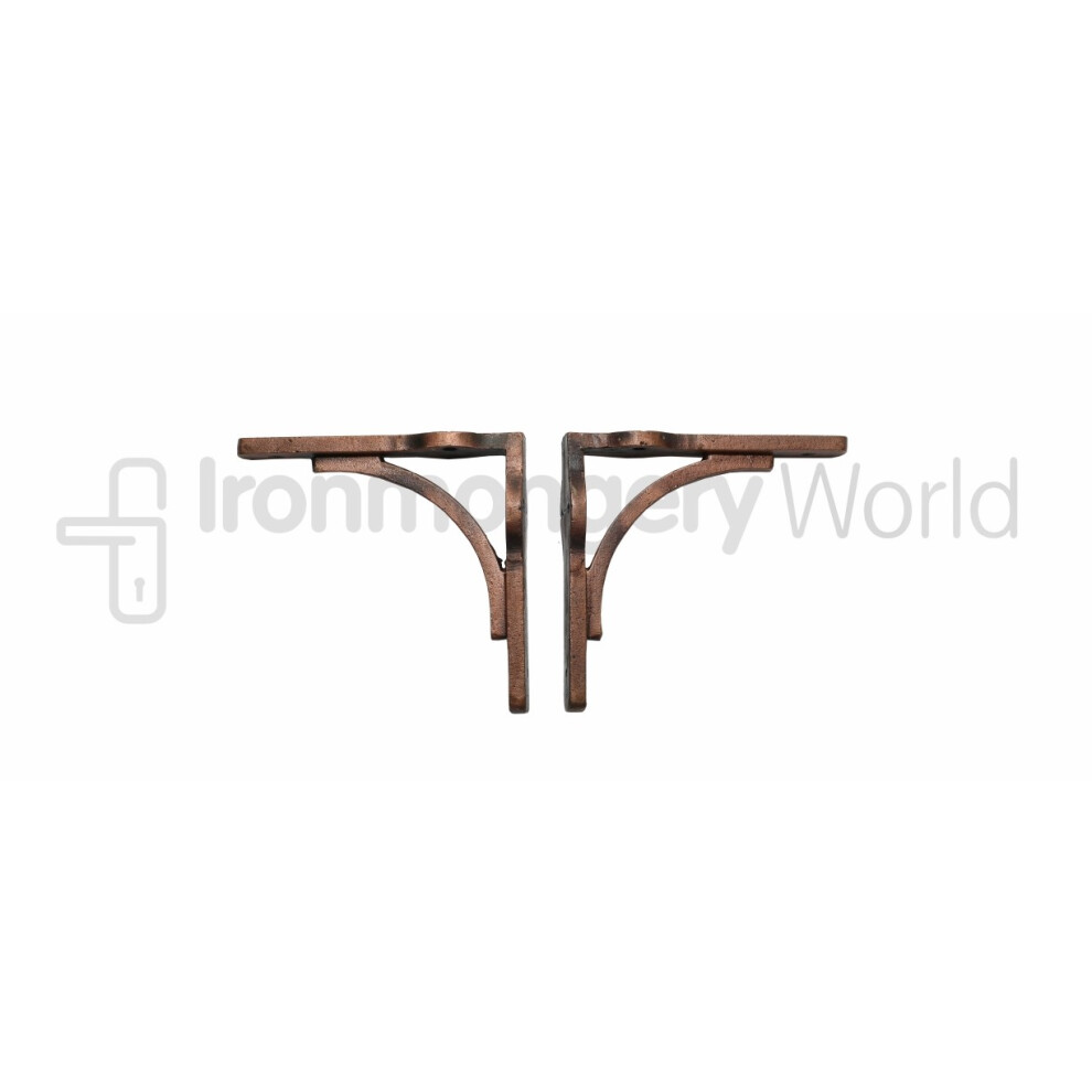 Pair Of Small Industrial Gallows Shelf Brackets Antique Copper 5" By Ironmongery World 5057067893866