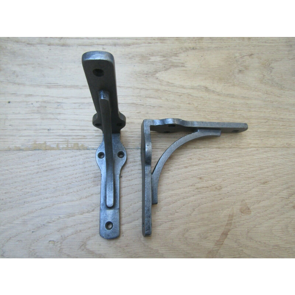Pair Of Industrial Gallows Shelf Bracket Antique Iron 6" By Ironmongery World 5057067958749