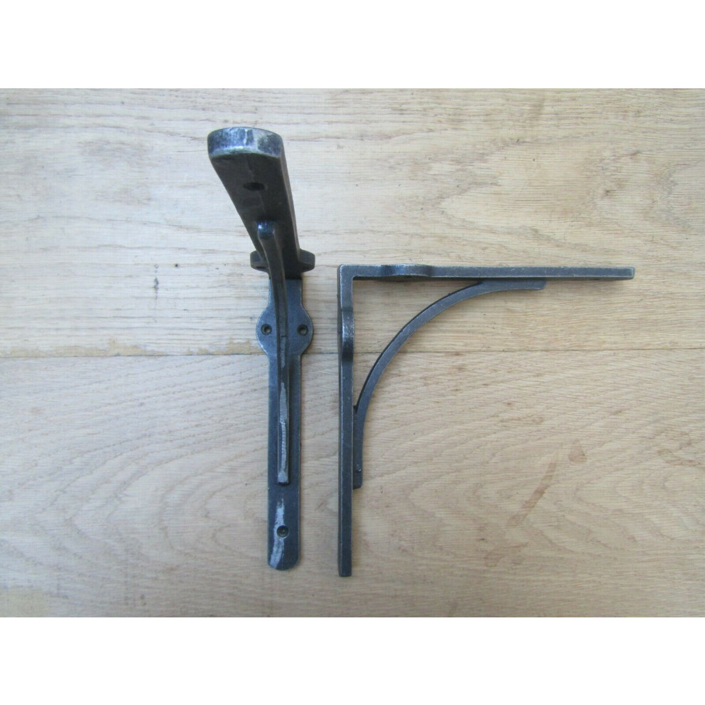 Pair Of Industrial Gallows Shelf Bracket Antique Iron 8" By Ironmongery World 5057067958756