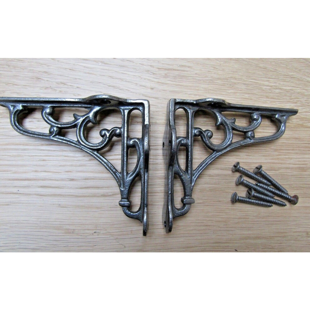 Pair Of Victorian Scroll Shelf Bracket Antique Iron 4" By Ironmongery World 5057067947545