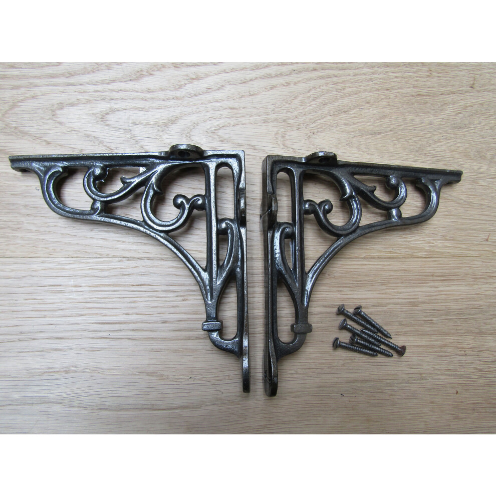 Pair Of 5" Victorian Scroll Shelf Brackets Antique Iron By Ironmongery World 5057067501143