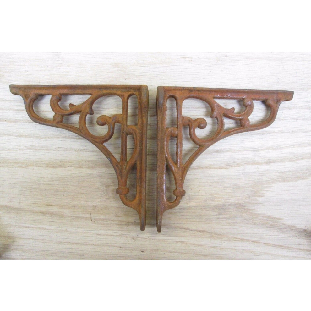 Pair Of 6" Victorian Scroll Shelf Brackets Rust By Ironmongery World 5055979724483
