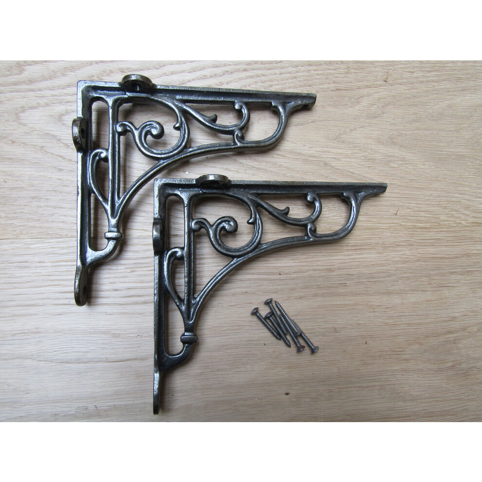 Pair Of 7" Victorian Scroll Shelf Brackets Antique Iron By Ironmongery World 5057067415150