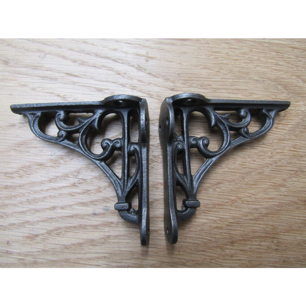 Pair Of 2.75" Victorian Scroll Shelf Brackets Antique Iron By Ironmongery World 5057067997366