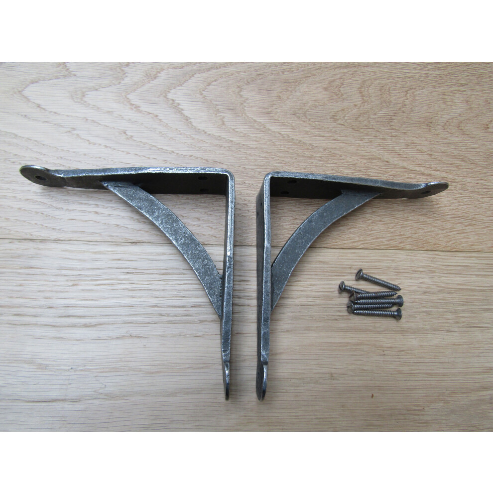 Pair Of Hand Forged Penny End Shelf Brackets 4" By Ironmongery World 5057067527068