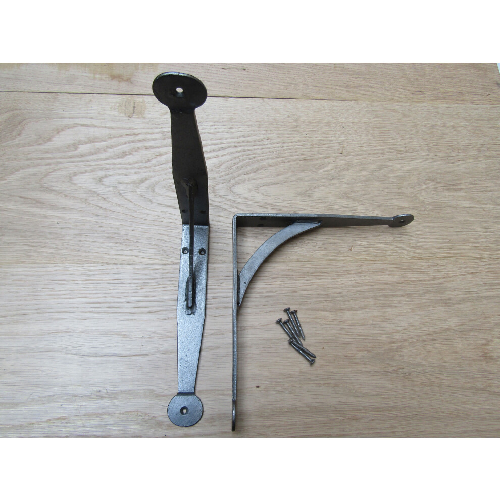 Pair Of Hand Forged Penny End Shelf Brackets 6" By Ironmongery World 5057067527051