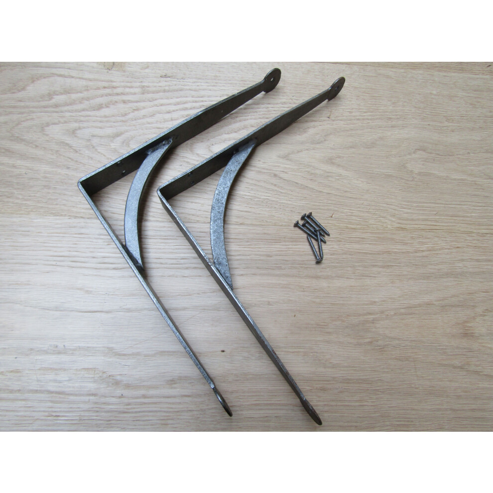 Pair Of Hand Forged Penny End Shelf Brackets 7" By Ironmongery World 5057067954093