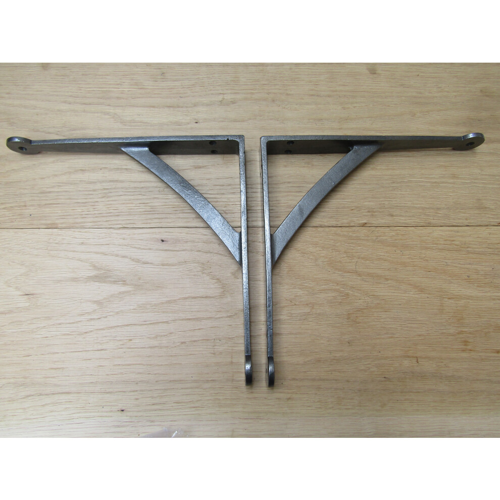 Pair Of Hand Forged Penny End Shelf Brackets 12" By Ironmongery World 5057067963859