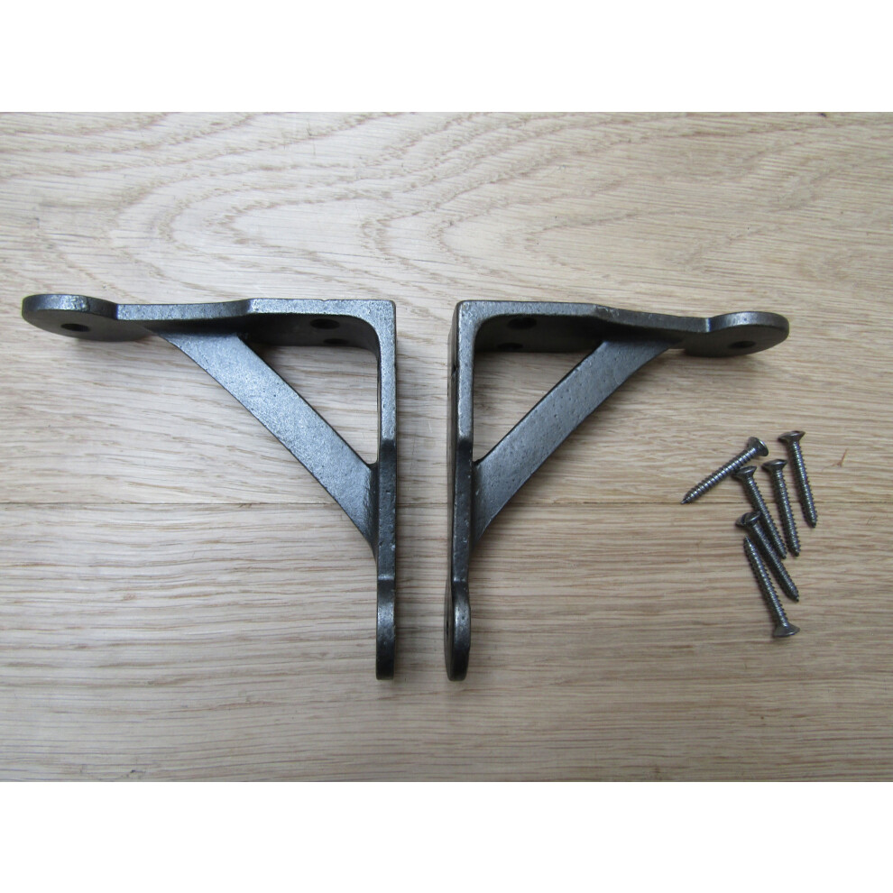 Pair Of Cast Iron Penny End Shelf Brackets 4" By Ironmongery World 5057067981464