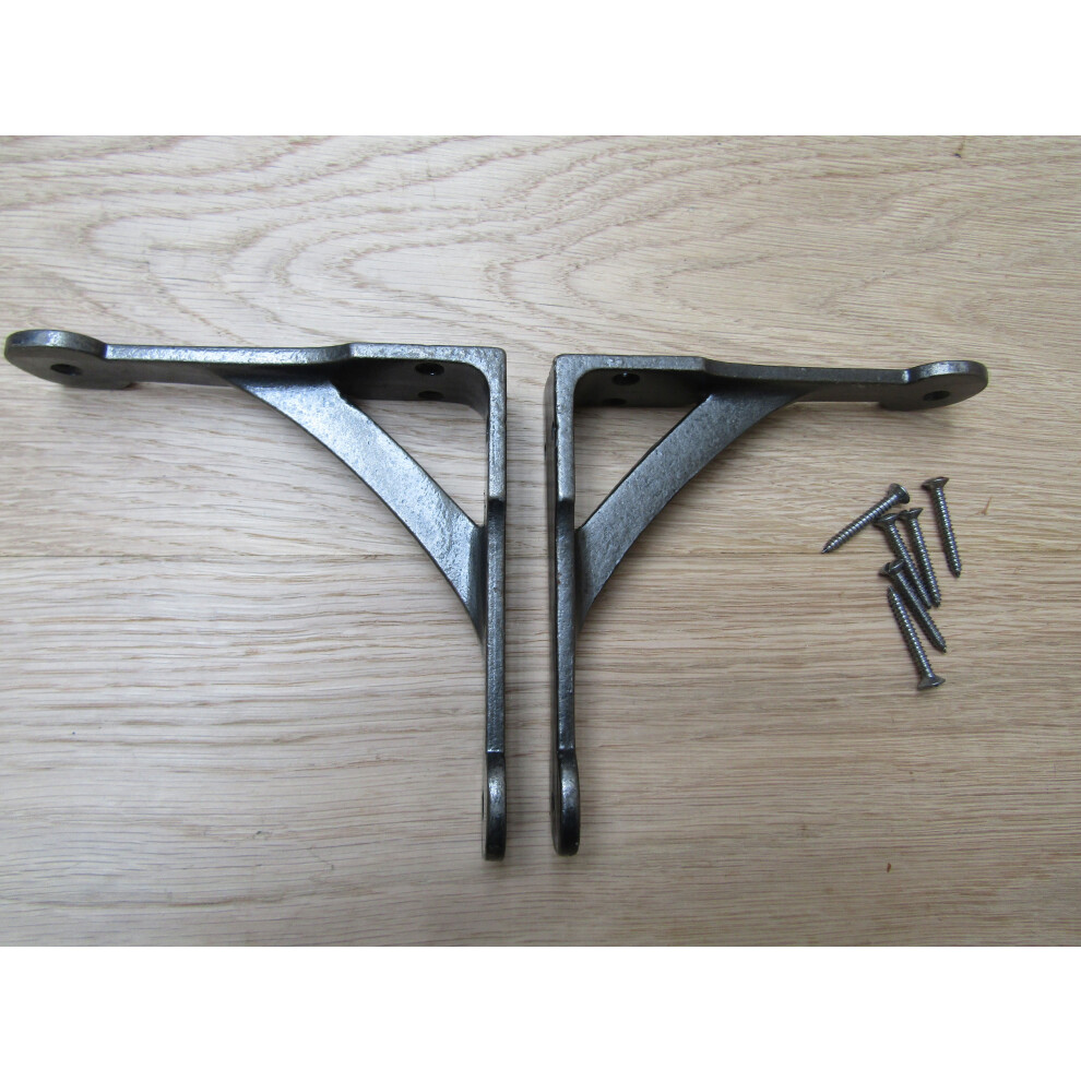 Pair Of Cast Iron Penny End Shelf Brackets 5" By Ironmongery World 5057067902278