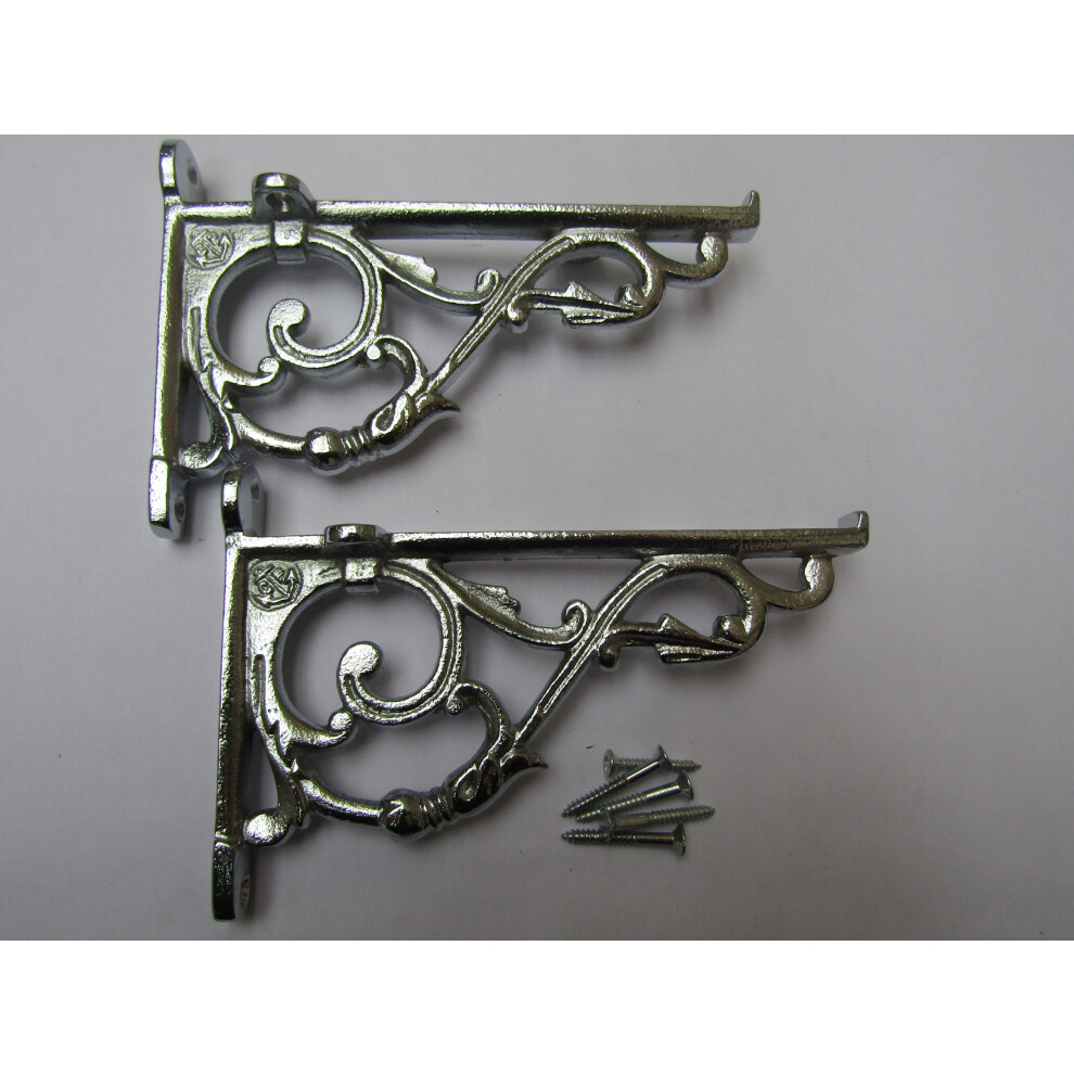 Pair Of Small Lipped Shelf Brackets Polished Chrome By Ironmongery World 5057067975548