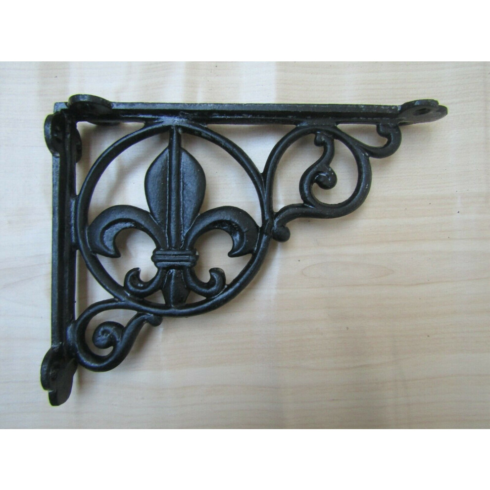 Pair Of Fleur De Lys Shelf Brackets Black Antique By Ironmongery World 5055979724773