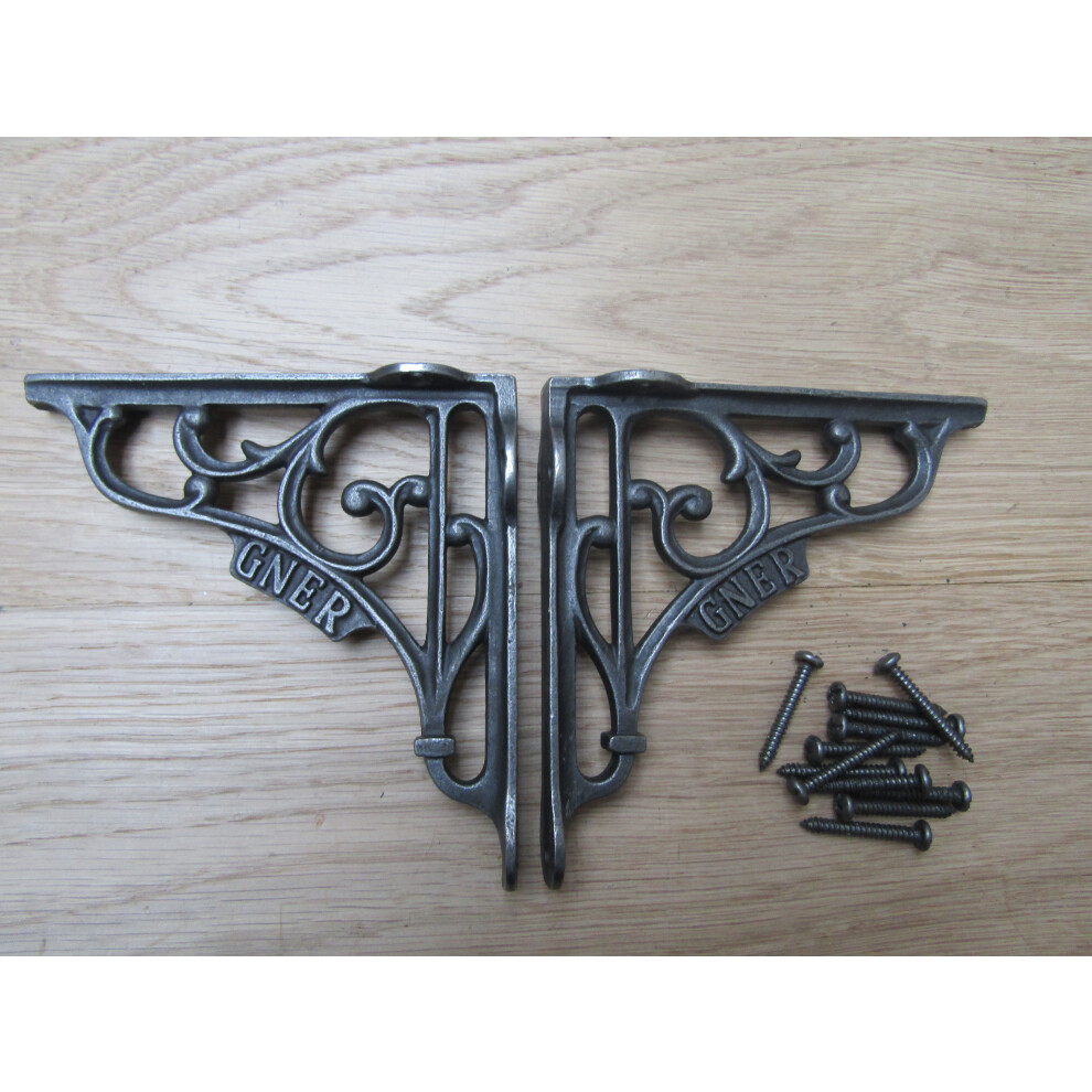 Pair Of Gner Shelf Brackets Antique Iron 5" By Ironmongery World 5057067510992