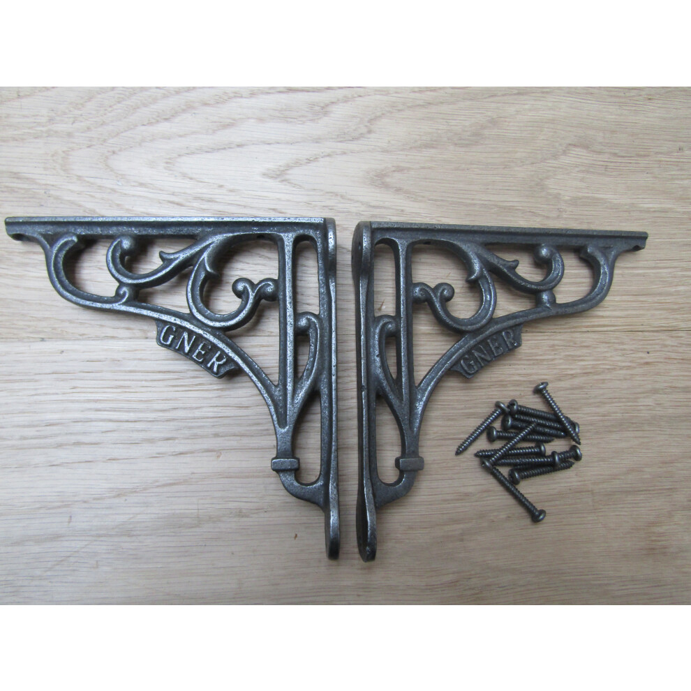 Gner Shelf Brackets Antique Iron 6" - Pair 5057067511005
