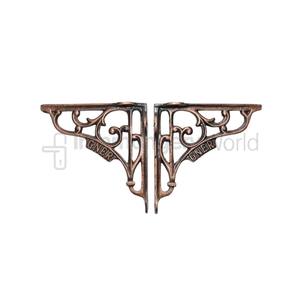 Pair Of Gner Shelf Bracket Antique Copper 5" By Ironmongery World 5057067997267