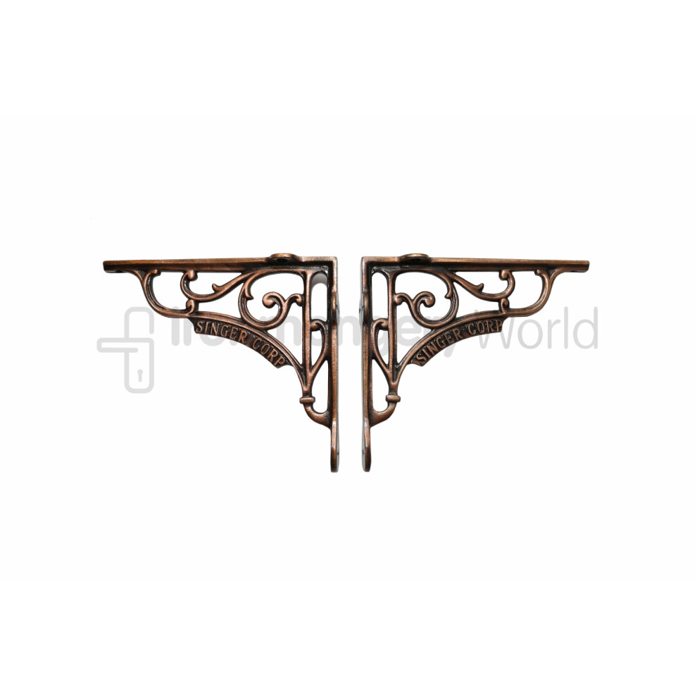 Pair Of 7" Gner Shelf Bracket Antique Copper By Ironmongery World 5057067917463