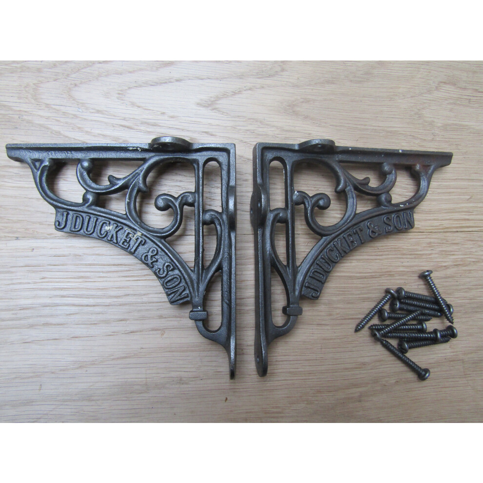 J Duckett Shelf Brackets Antique Iron 5" - Pair 5057067947576