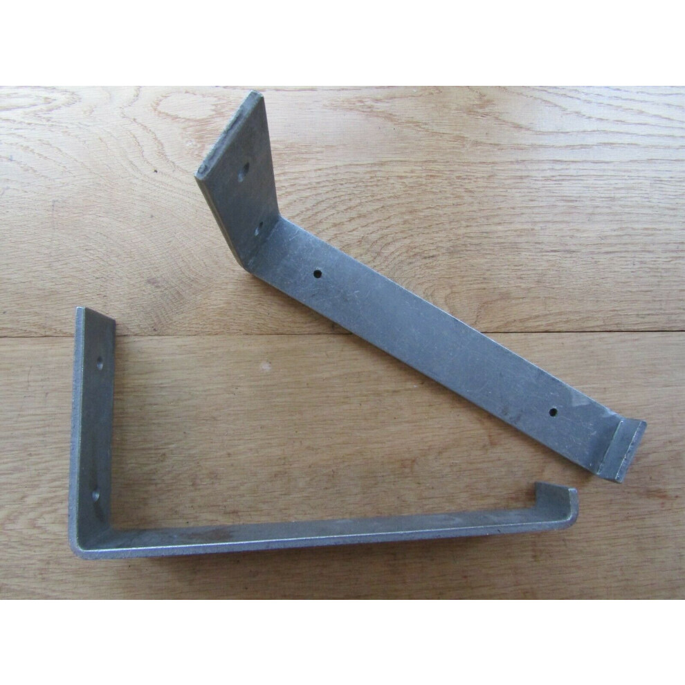 Lipped J Utility Shelf Bracket Antique Iron 12" Pair 5055979720072