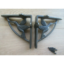 Flying Duck Shelf Brackets Antique Iron 5" - Pair