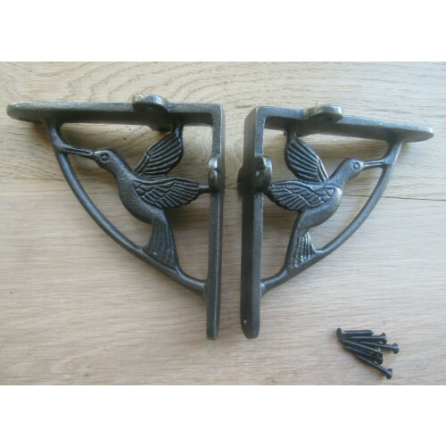 Flying Duck Shelf Brackets Antique Iron 5" - Pair
