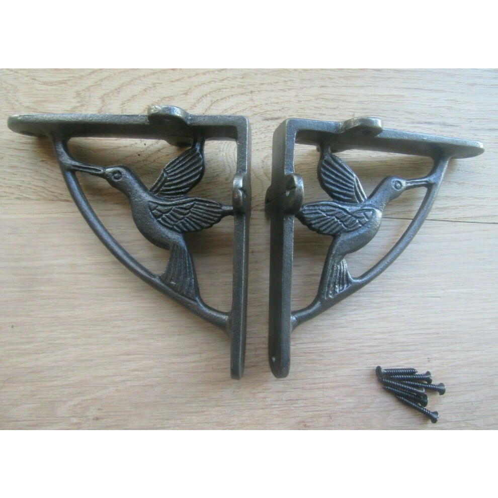 Ironmongery World Flying Duck Shelf Brackets Antique Iron 5" - Pair