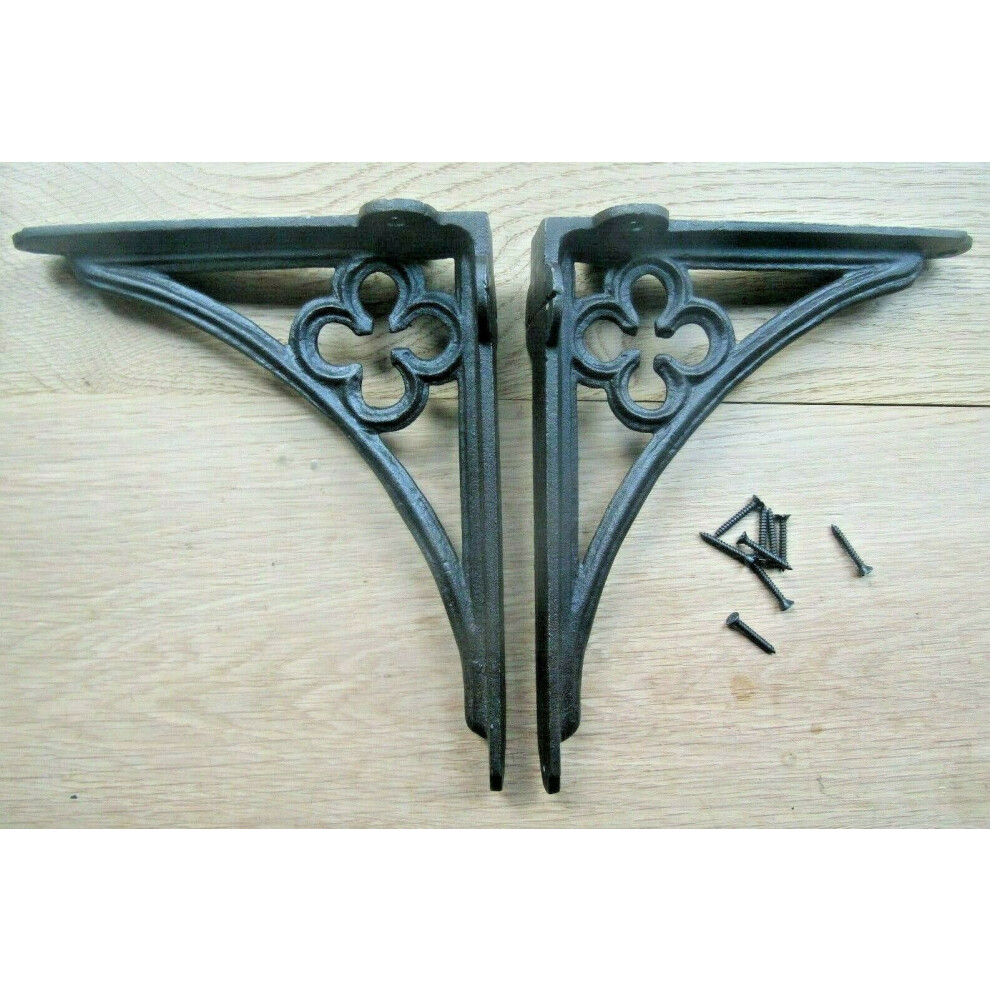 Chartres Shelf Brackets Antique Iron - Pair 5055979744344