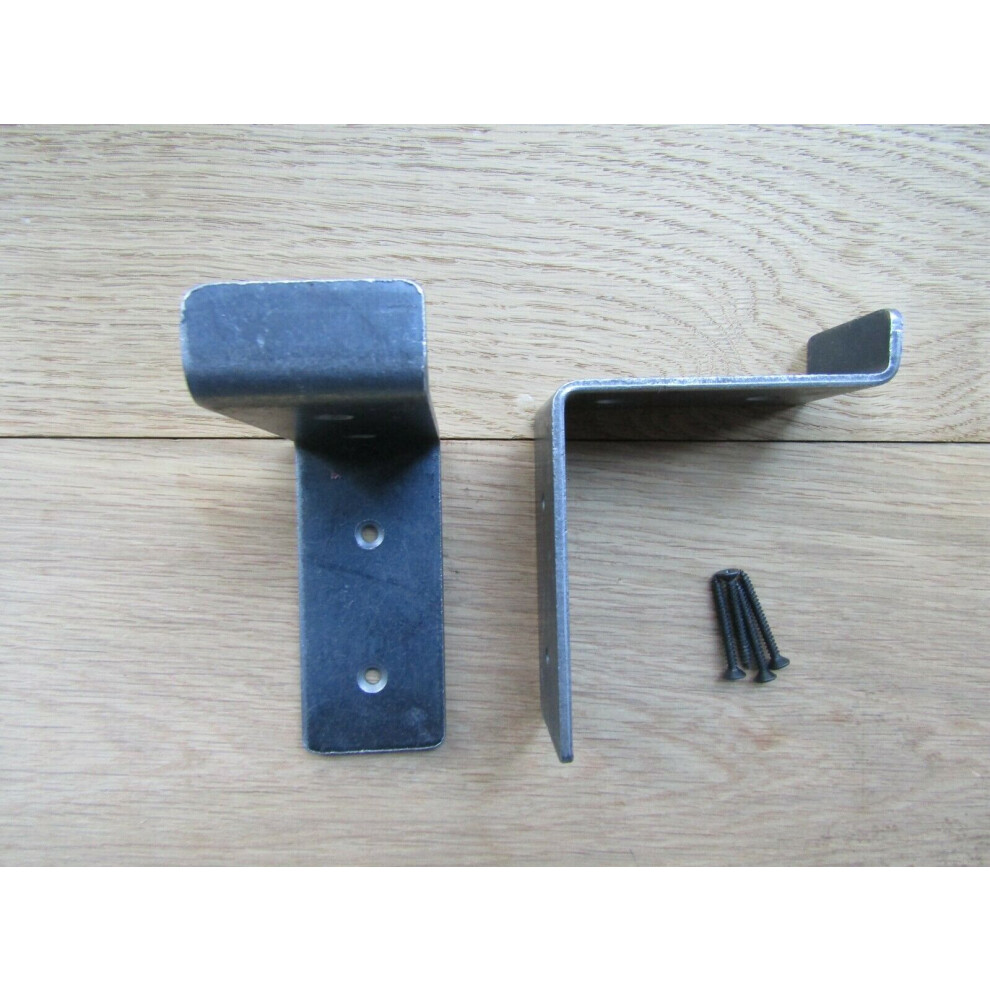 Utility Angled Lipped Shelf Bracket Antique Iron 4" - Pair 5056632299966