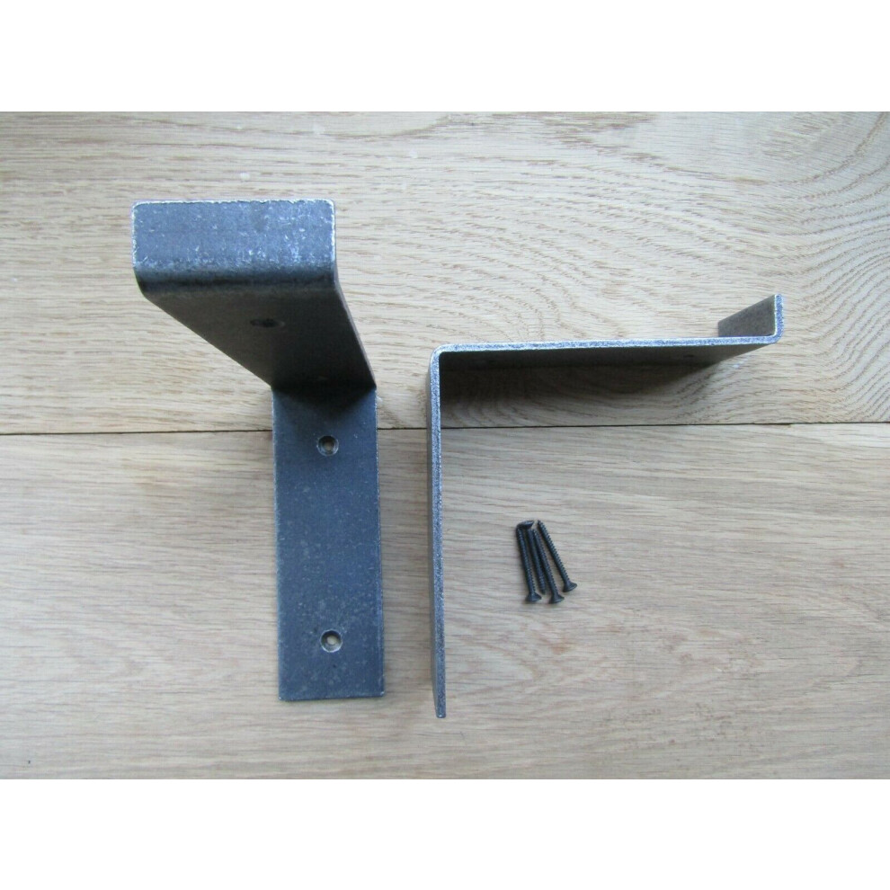 Utility Angled Lipped Shelf Bracket Antique 5" - Pair 5056632299959