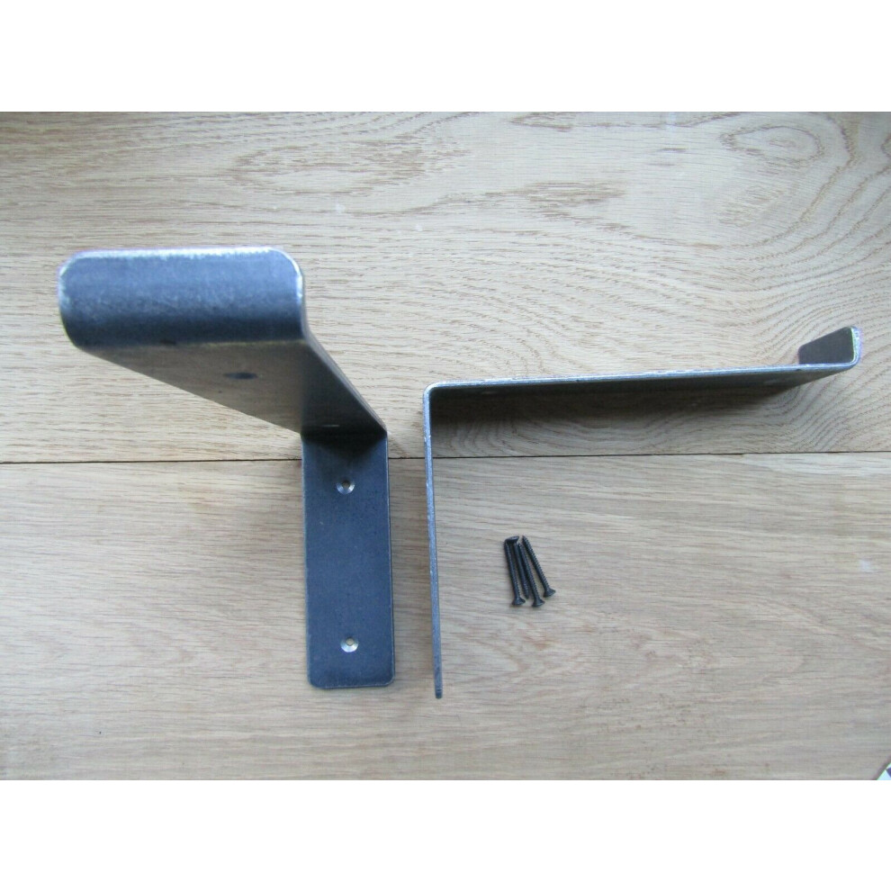 Utility Angled Lipped Shelf Bracket Antique Iron 9" - Pair 5056632299928