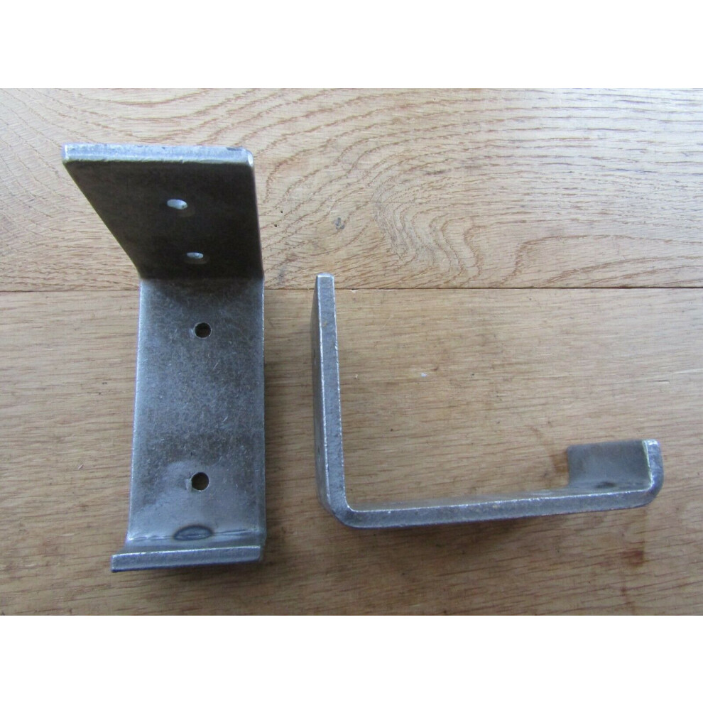 Lipped J Utility Shelf Bracket Antique Iron 4" - Pair 5055979720041