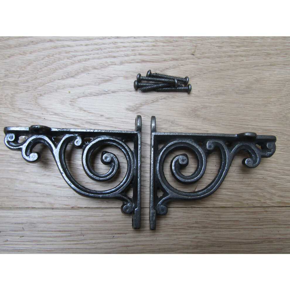 Swirl Shelf Brackets Antique Iron -Pair 5057067415259