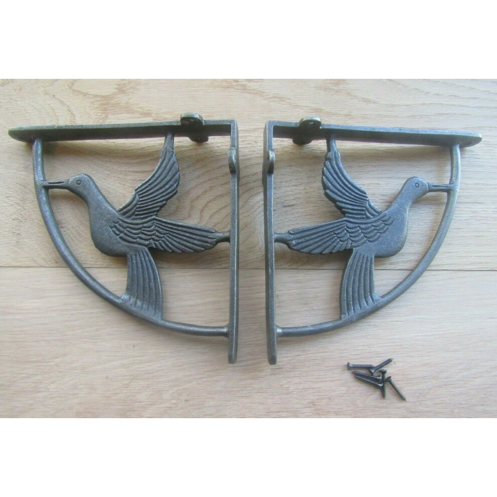 Flying Duck Shelf Brackets Antique Iron 8" - Pair 5057067906528