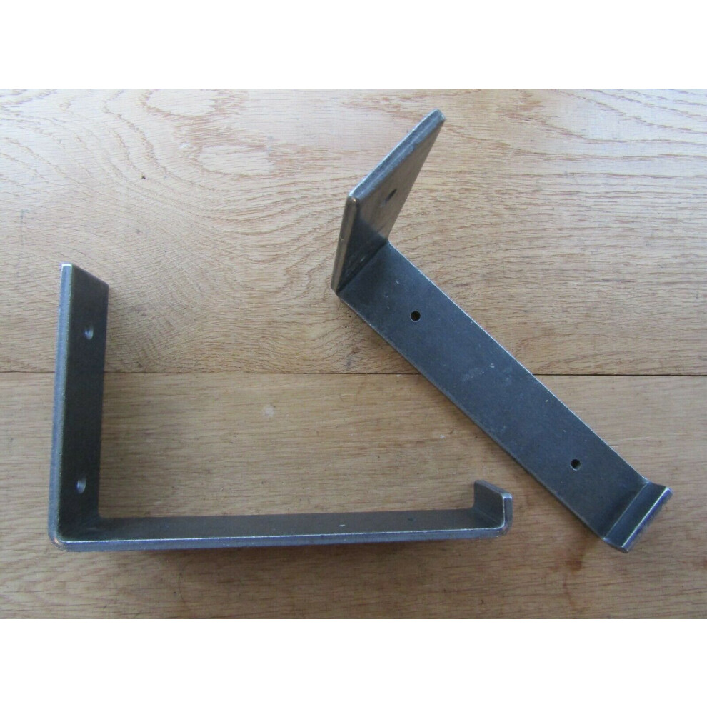 Lipped Utility Shelf Bracket Antique Iron 9", Pair 5055979720065