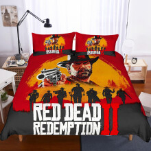 (02, US-TWIN172cm×218cm) New European and American 3D bedding home textile four-piece set Red Dead:Redemption