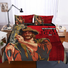 (04, AU-Single140cm×210cm) New European and American 3D bedding home textile four-piece set Red Dead:Redemption