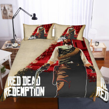 (03, US-TWIN172cm×218cm) New European and American 3D bedding home textile four-piece set Red Dead:Redemption