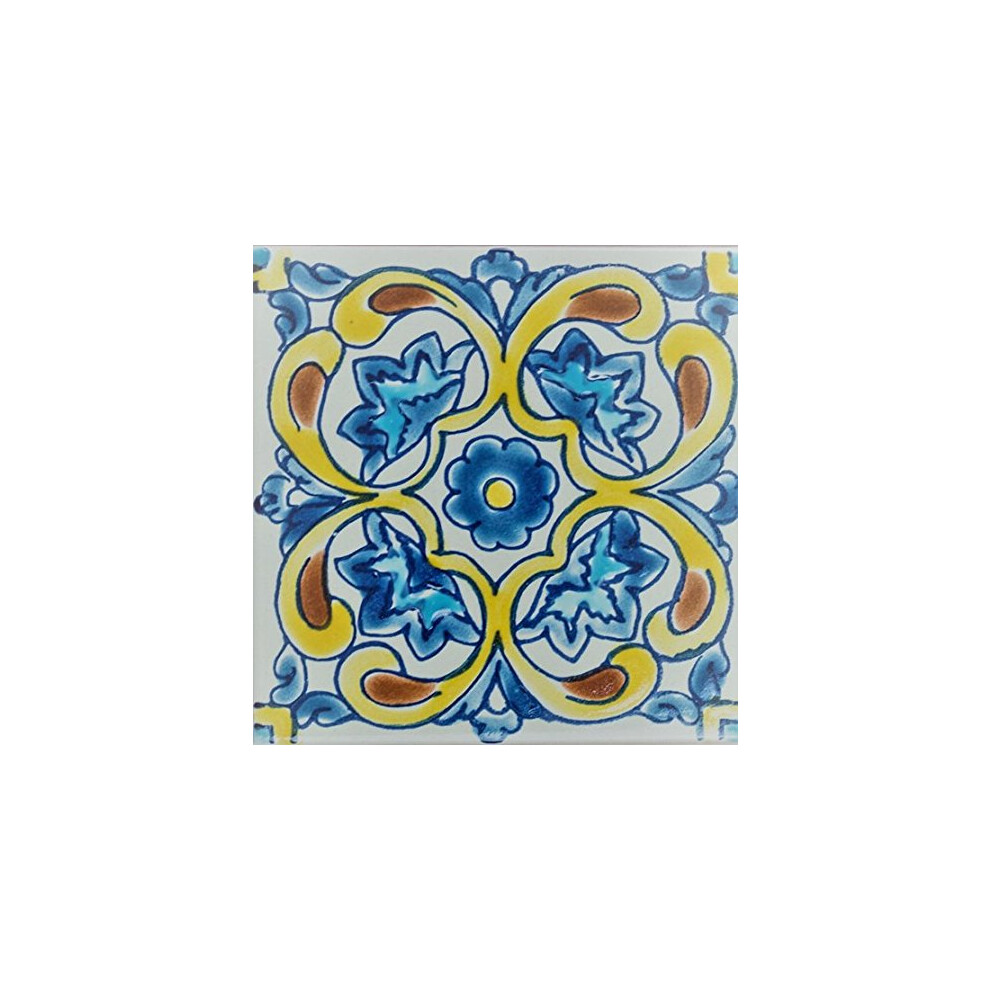 Trh V Casablance Blue/Yellow Casablanca Market Mt006 Mediterranean Ceramic Marseille Decorative Tile,
