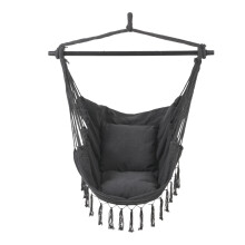 Garden Sanctuary Single Hammock Chair Rope Hanging Chair, Dark Gray