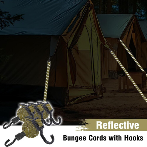 Bungee Cords with Hooks Heavy Duty, Flat Adjustable Bungee Cords 1