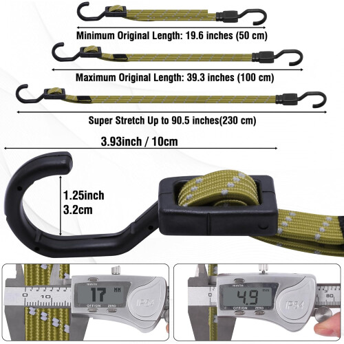 Bungee Cords with Hooks Heavy Duty, Flat Adjustable Bungee Cords 2