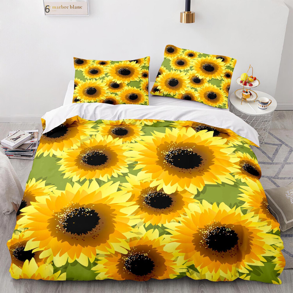 (Sunflower 6015, 210*240cm) New digital printing three-piece set sunflower series duvet cover European and American size duvet cover 3D bedding set-image-OPC-PGNR9KC-NEW