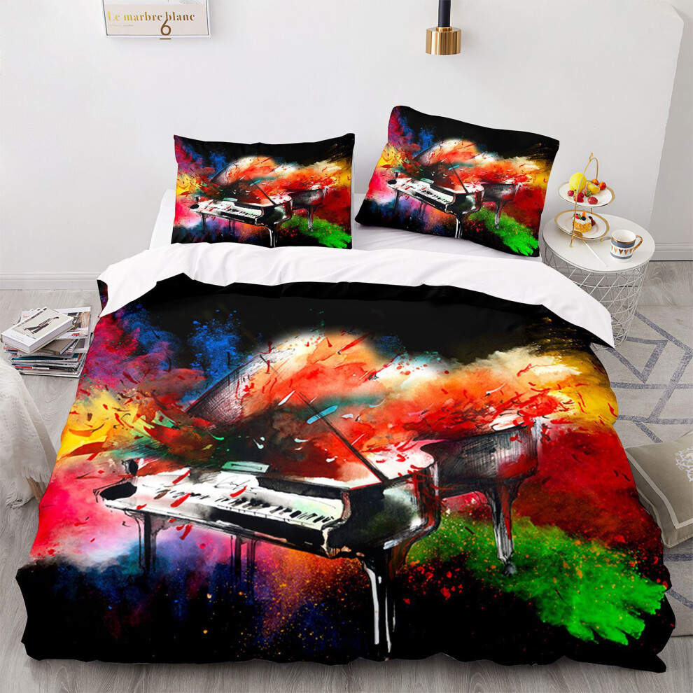 (Musical Instrument 3007, 173*218cm) New 3D home textile musical instrument series three-piece set European and American size quilt set digital printe-image-OPC-PGNRBBX-NEW