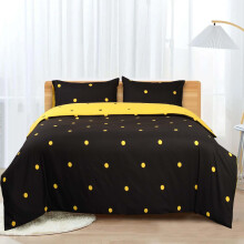 (Black & Yellow Dotted, Single) Reversible Duvet Quilt Cover Floral Bedding Sets