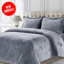(Grey, King Size Bedspread) Velvet Quilted Bedspread Set with Pillow Shams - Faux Fur & Microfiber Bedding (Double, King, Super King) - Hypoallergenic, Machine Washable