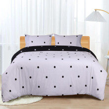 (Black & White Dotted, Single) Reversible Duvet Quilt Cover Floral Bedding Sets
