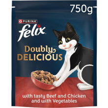 FELIX Doubly Delicious Beef Chicken & Vegetables Dry Cat Food 4x750g